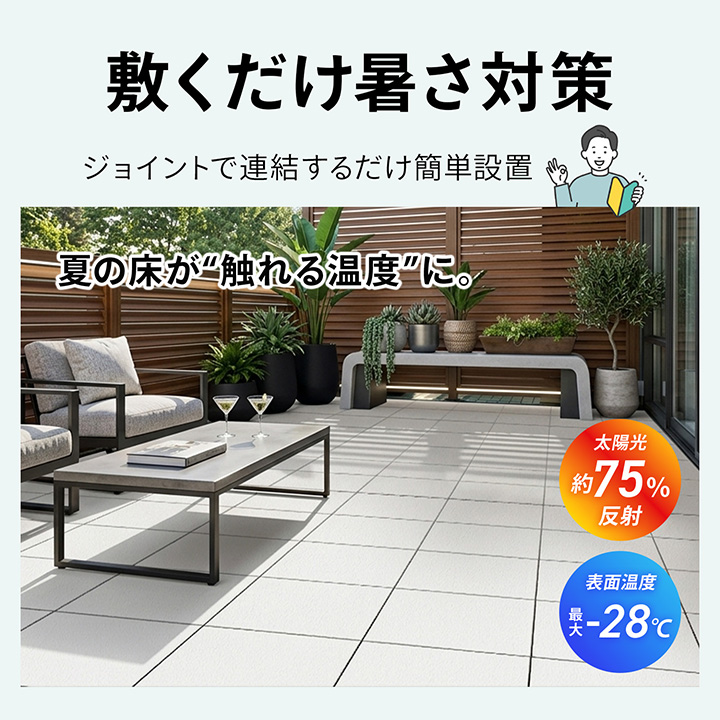 デッキパネル ベランダタイル ジョイント遮熱パネル 30×30cm 9枚セット