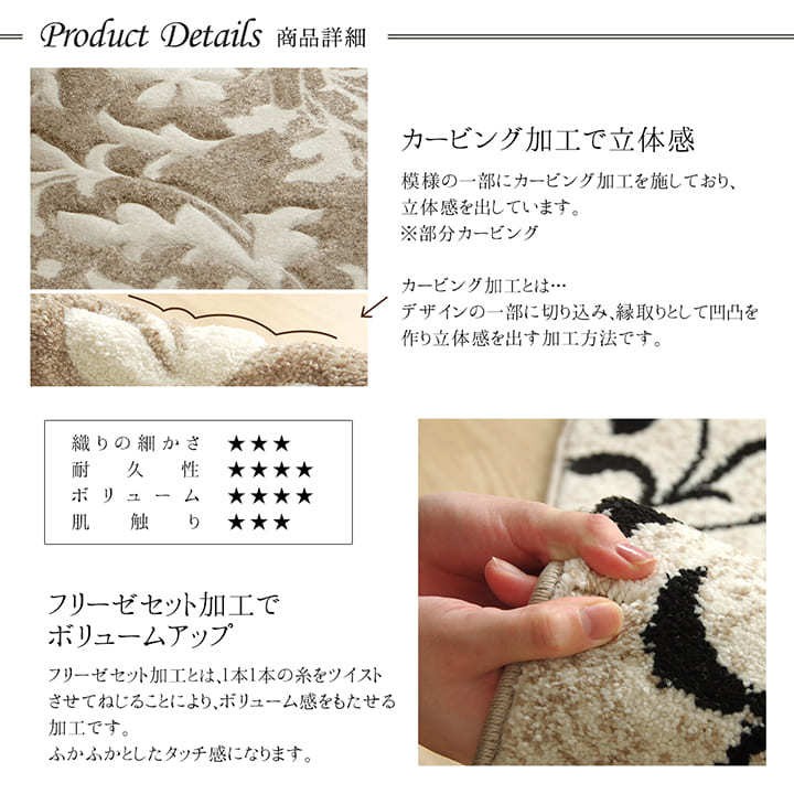 イケヒコ 玄関マット ルームマット ウィルトンラグ ネム 約80×140cm