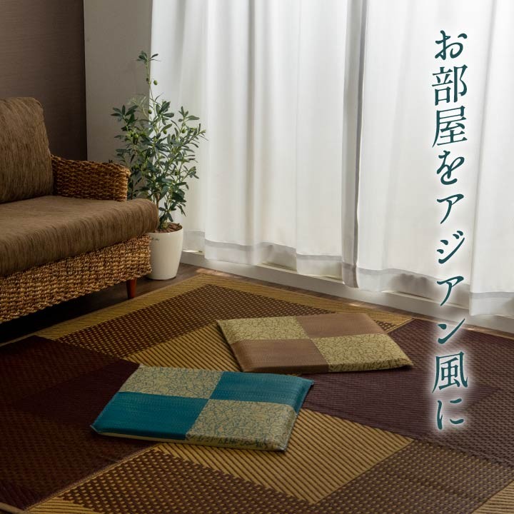 イケヒコ い草座布団 5枚組 国産 片面捺染 五右衛門 55×55cm 5枚