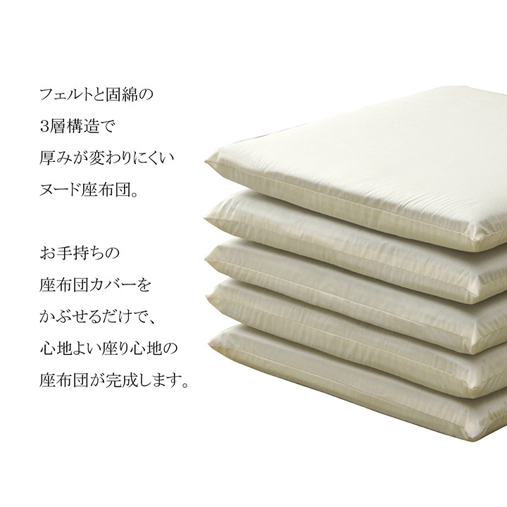 イケヒコ ヌード座布団 （中身三層タイプ） 5枚組 セット 洗える 厚み