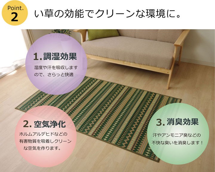 イケヒコ い草ラグ ルームマット 長方形 NSレクト 約60×160cm 夏