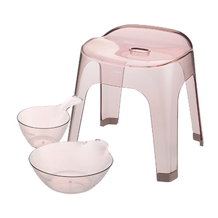 バス用品 リュクレ 腰かけ 高さ 35cm 3点セット 腰かけ + 湯おけ + 手おけ 日本製 お風呂 セット 椅子 バスチェア 風呂椅子 イス 浴槽 桶 スケルトン_3