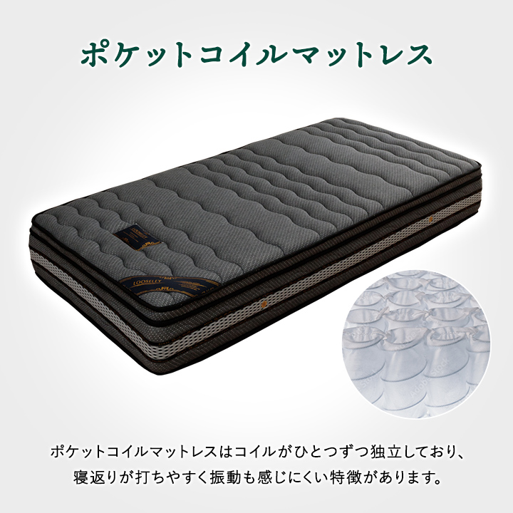 ★LOOSELEY シングルベッド　マットレス　 ポケットコイルマットレス LOOSELEY PLATINUM 並行配列 26センチ厚 線