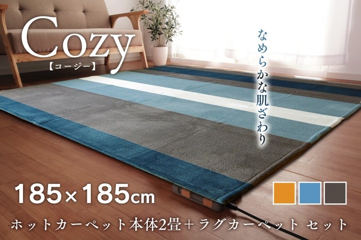 ホットカーペット 2畳 セット 本体付き ラグカーペットコージー 185×185cm 約2畳 ホットカーペット 正方形 床暖房 電気カーペット  it-tm