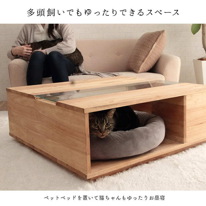 猫家具 センターテーブル 80×80cm ローテーブル ネコ おしゃれ 猫と 