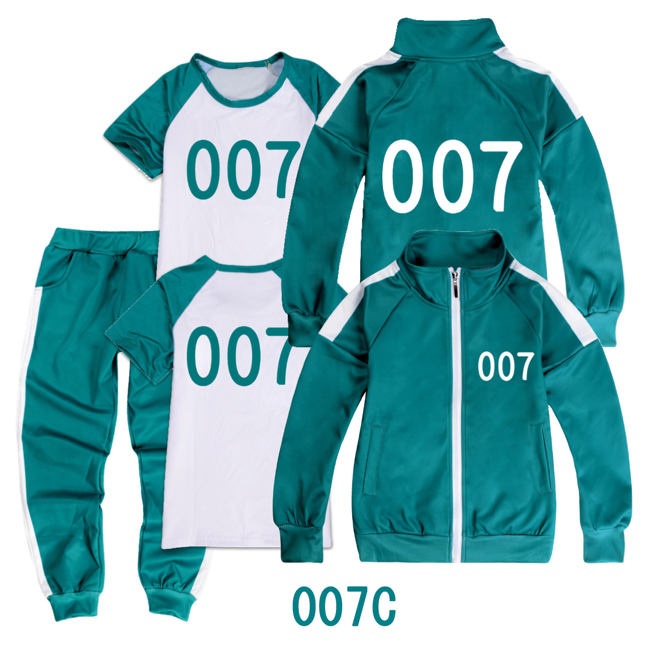 3点セット キッズ イカゲーム コスプレ ジャージ ジャケット+ズボン+