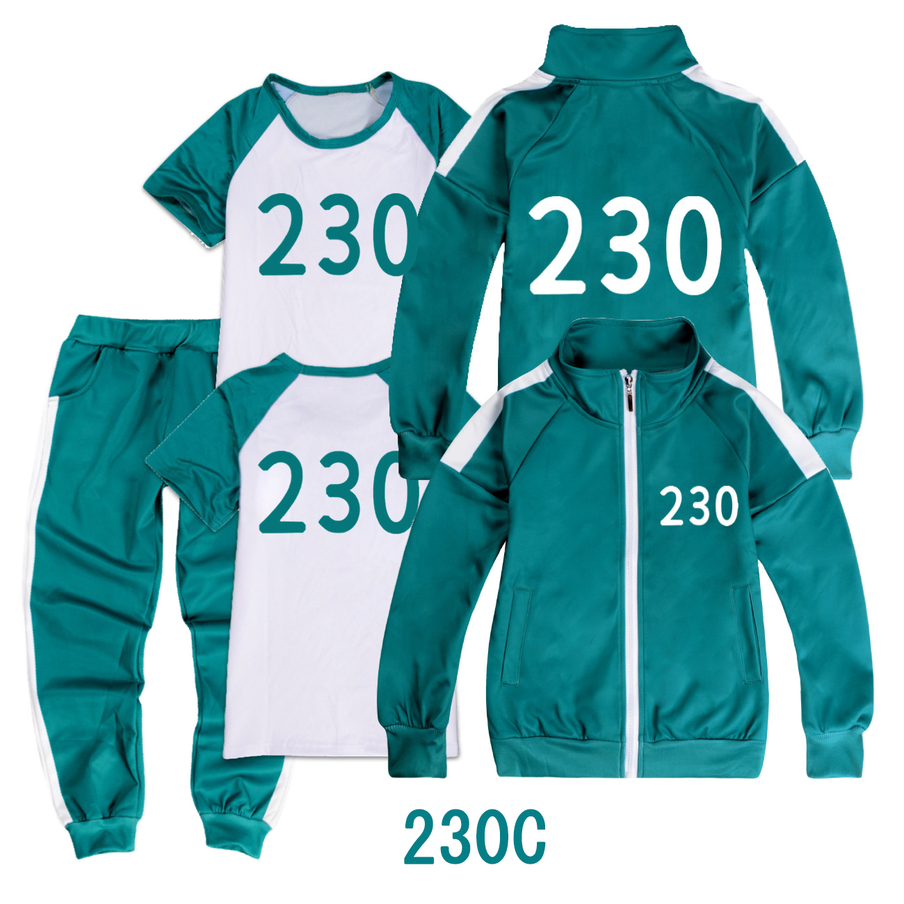 3点セット キッズ イカゲーム コスプレ ジャージ ジャケット+ズボン+