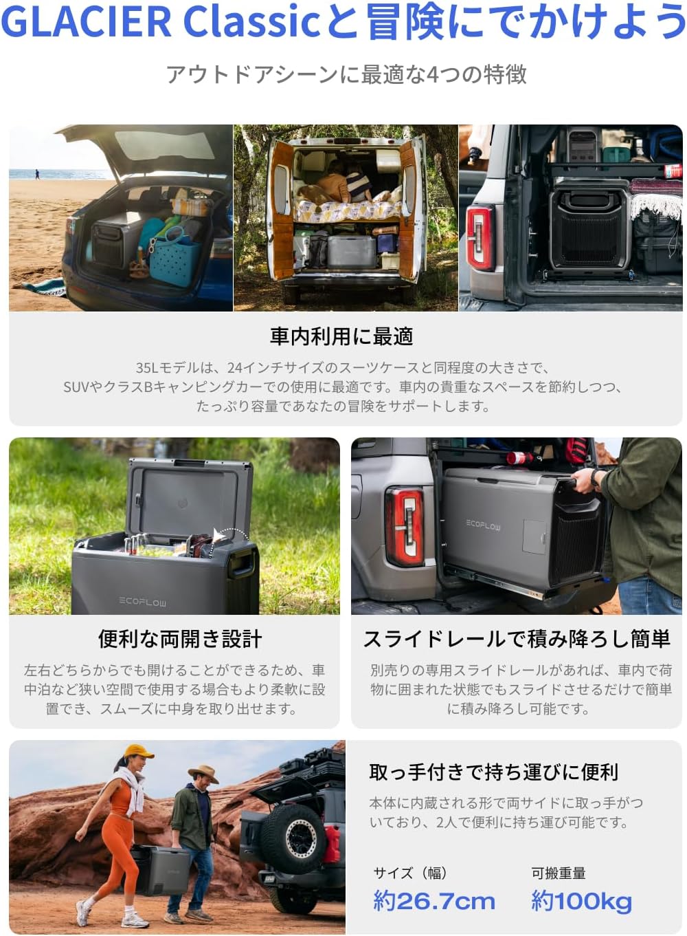 整備済品】EcoFlow エコフロー Glacier Classic 45L ポータブル冷蔵庫
