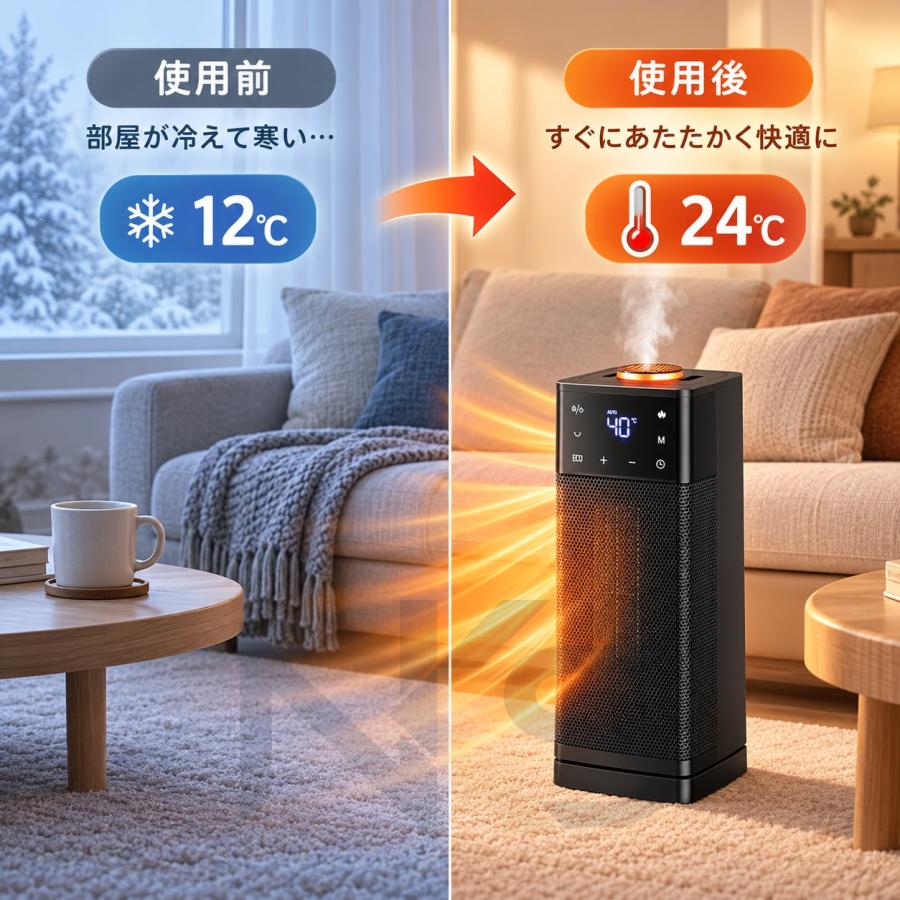 加湿付きセラミックヒーター 電気ヒーター 速暖 セラミックヒーター 加湿機能付き 首振り 温度調節