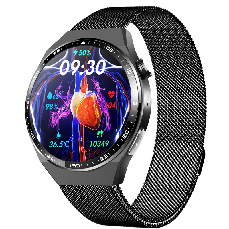 スマートウォッチ 24時間健康管理 糖値 ECG PPG心電図 体組成 通話機能付き 体温 血圧 血中酸素 血中脂質 尿酸 睡眠 HRV 歩数計 着信通知 SOS 母の日 爆買の画像