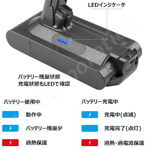 Dyson（ダイソン） iieco V10 SV12 対応 互換 大容量 バッテリー +