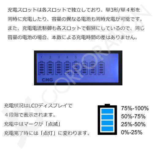 iieco 充電池 単4形 4本セット 約1000回充電 1000mAh ＋ リフレッシュ機能付き 8本対応充電器 ZN827C code:06632-05246x4｜iishop2｜02