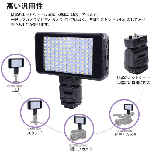 撮影用 LEDライト LED120灯タイプ バッテリー内蔵で軽量 コンパクト 撮影時の補助光・照明用に　code:06236