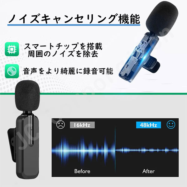 ワイヤレスピンマイク レシーバーセット ピンマイク ノイズ軽減 APP不要 Bluetooth不要 瞬時接続 収納袋付き Vlog撮影 動画配信  ワイヤレス wm690