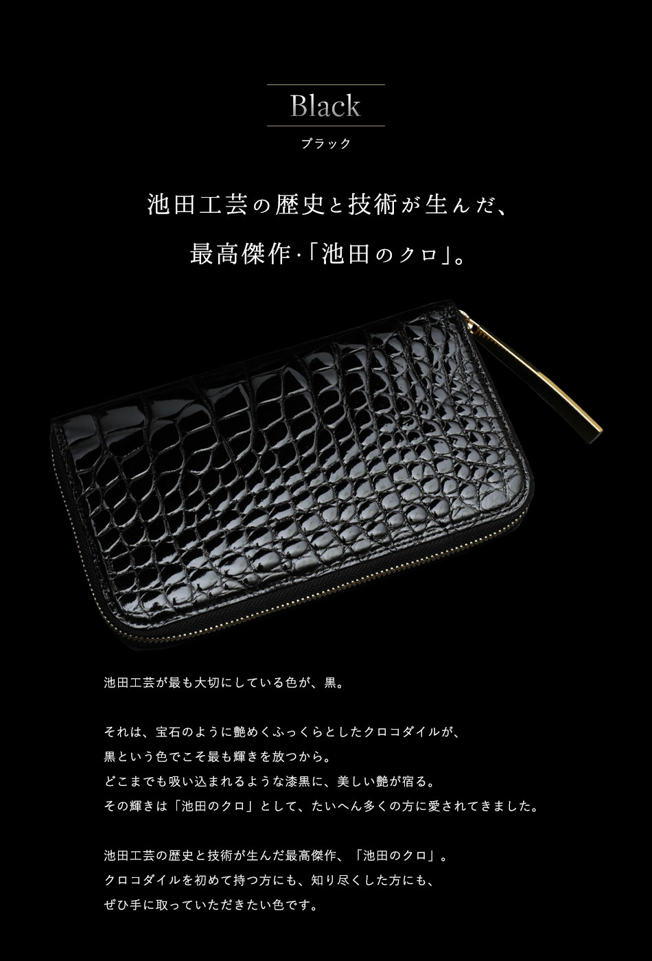 クロコダイル財布 艶クロコダイル メンズ 長財布【池田工芸】100 クロコダイル財布 艶クロコダイル メンズ 長財布【池田工芸】100
