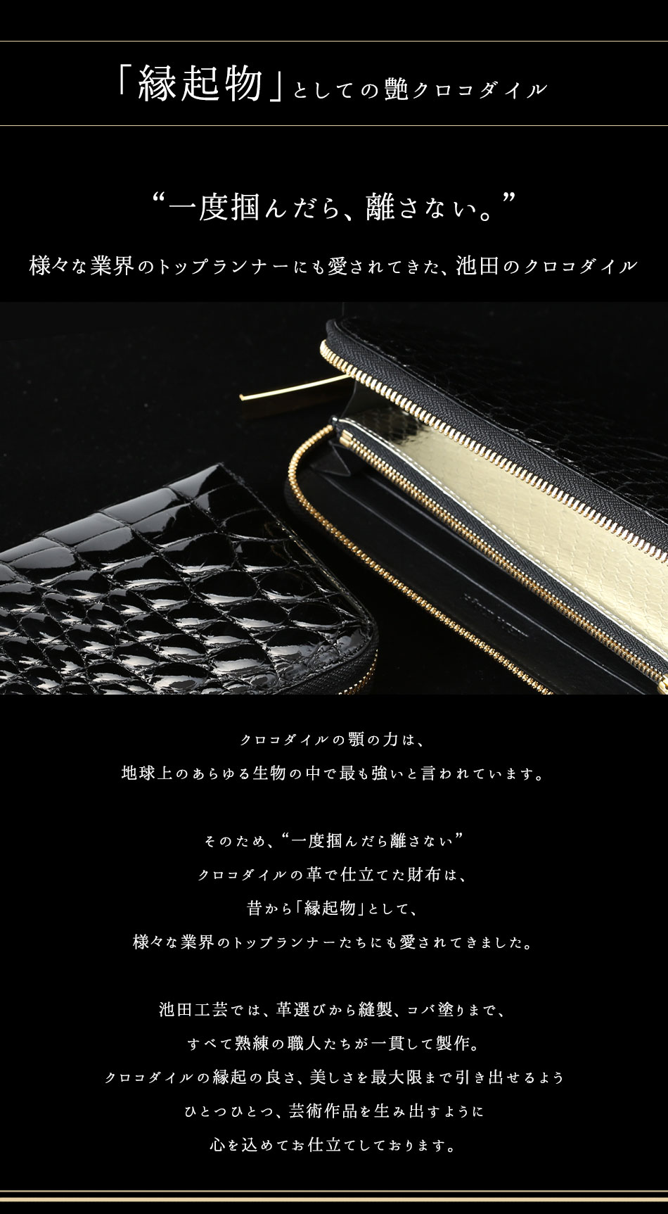 クロコダイル財布 艶クロコダイル メンズ 長財布【池田工芸】日本最大のクロコダイル専門店が贈るクロコダイル定番長財布【12月3日頃出荷】 |  | 11