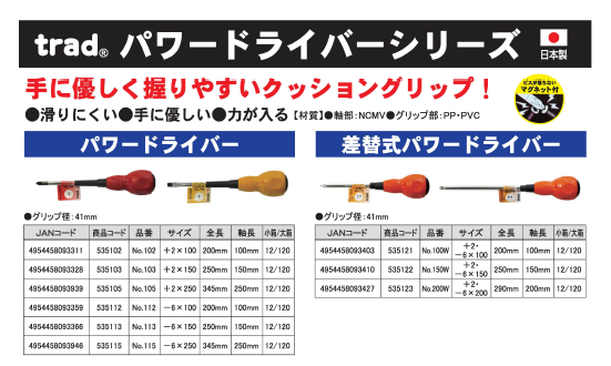 まとめ）TRAD 差替えパワードライバー/作業工具 〔100〕 日本製 NO