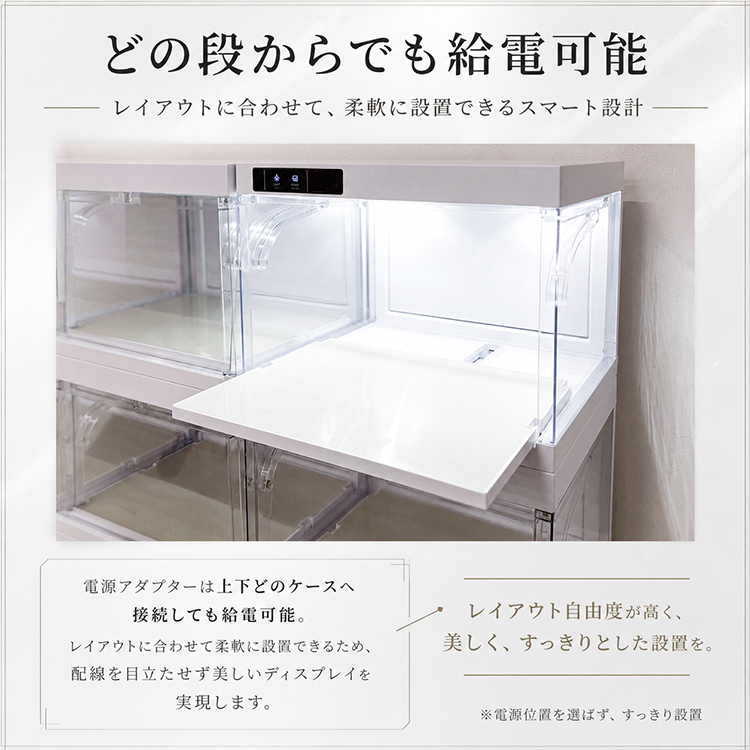 コレクションケース LEDライト付 4個セット 自動開閉 ショーケース
