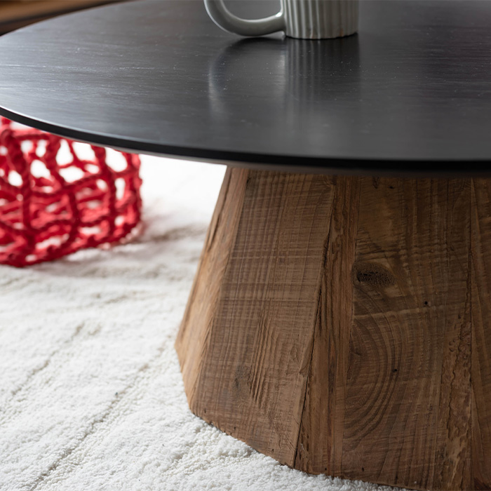 ローテーブル 90 完成品 丸テーブル 幅90cm 木製 古材 古木 円形 北欧 