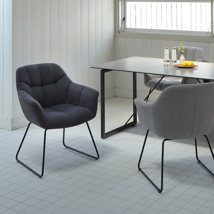 ダイニングチェア 北欧風 ファブリック 肘置き 肘掛け おしゃれ