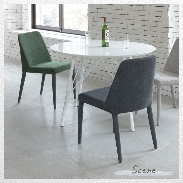 2脚セット ダイニングチェア ファブリックチェア モスグリーン サンド