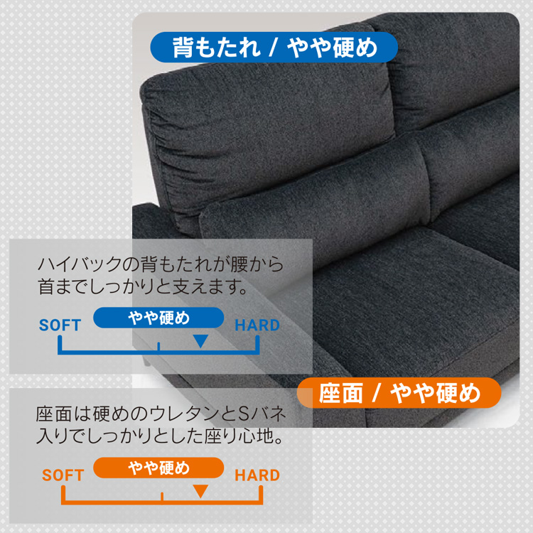 黒いファブリック二人掛けソファ ニトリ（NITORI） ソファー ソファ 2人掛け ソファ(MB08 BK) : ニトリ