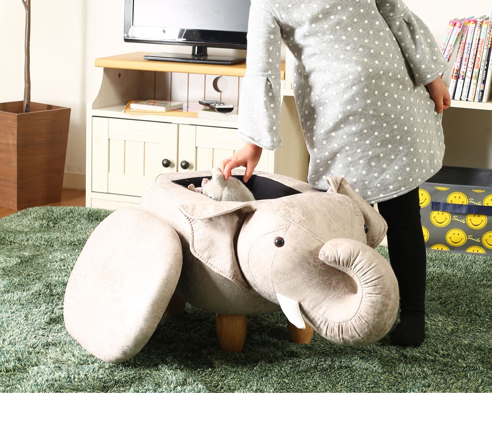 アニマルスツール 収納付き ゾウさん 椅子 : IKIKAGU イキカグ - 通販