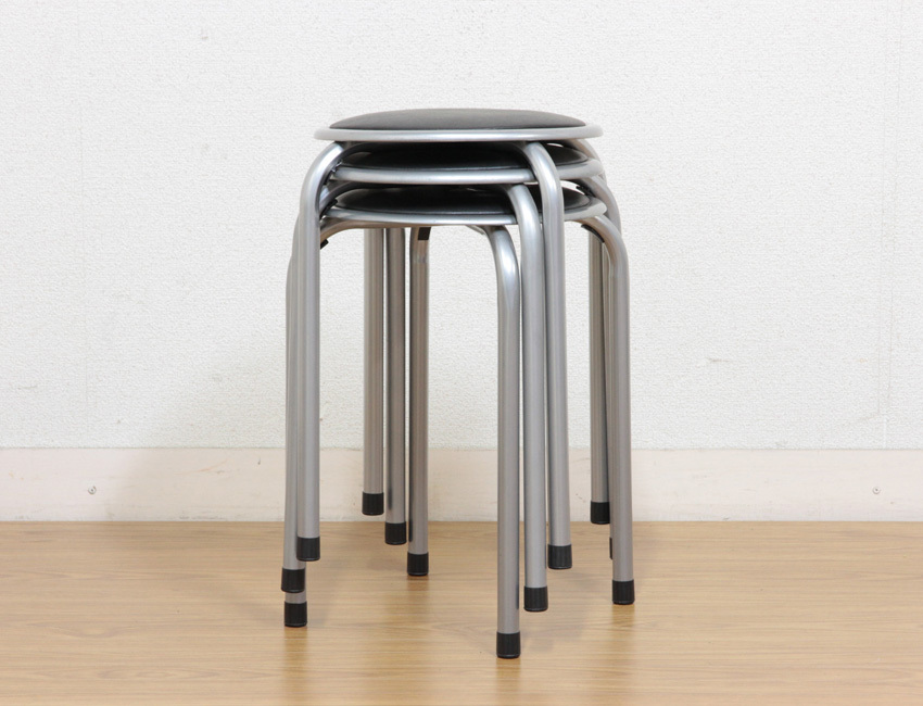 丸椅子　パイプ椅子　スタッキング可能 パイプ丸椅子 12脚セット スタッキングスツール 事務所 会議室 パイプ