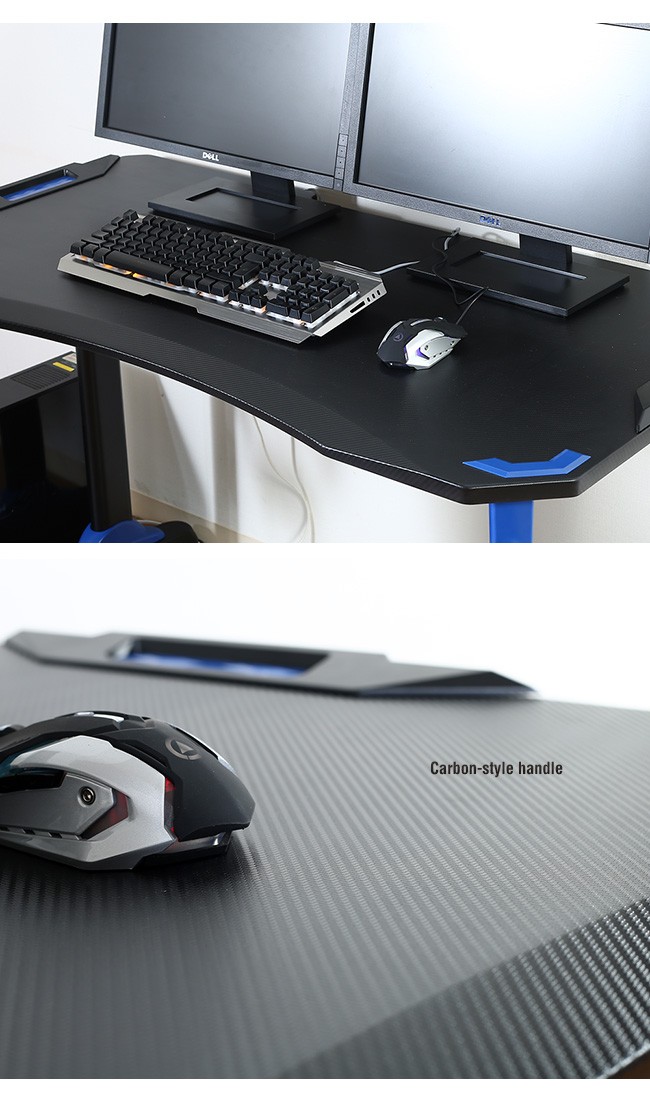 ゲーミングデスク EASY 幅120cm ブラック ブルー レッド ヘッドホン