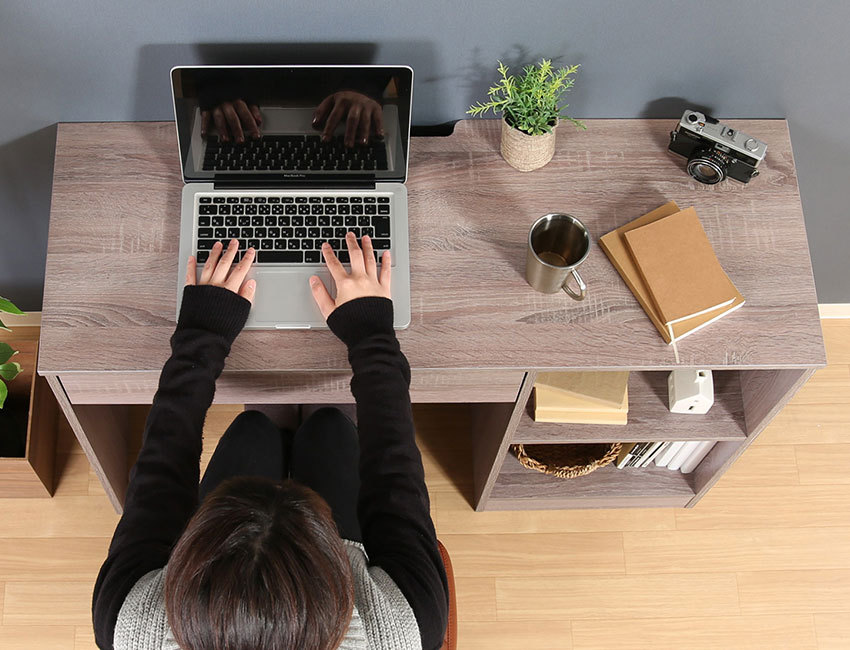 組み立て簡単 片袖デスク 110 組立簡単 学習机 オフィスデスク 収納 幅