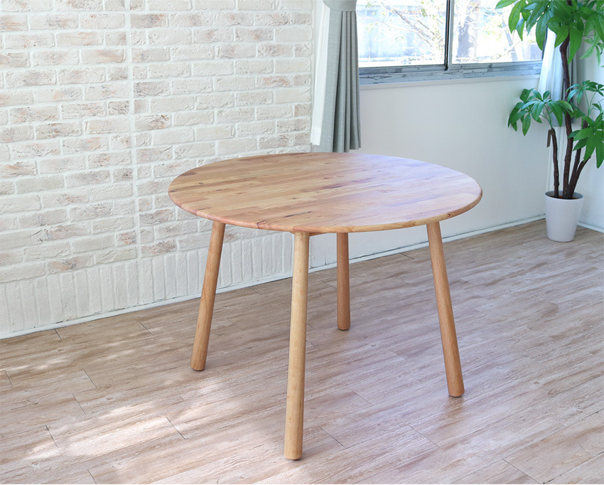 ダイニングテーブル 丸テーブル 北欧風 円形 幅100cm 木製 無垢 天然木