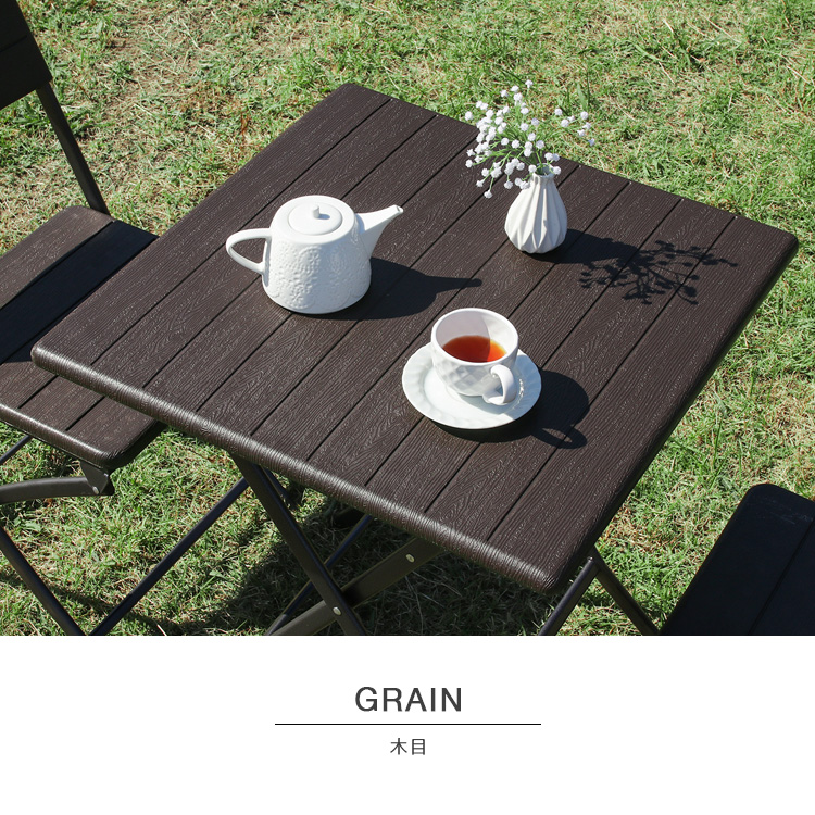 テーブル チェア 3点セット 幅62cm 折りたたみ 完成品 ガーデン家具