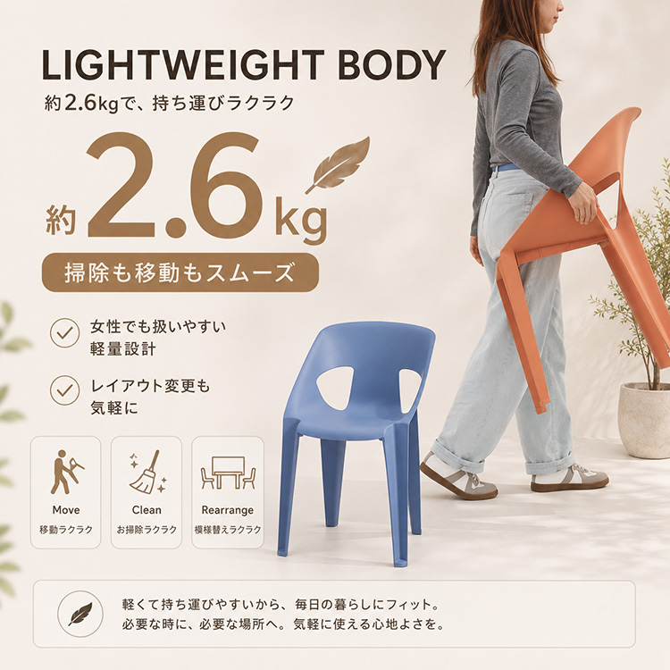 ガーデンチェア 4脚セット 屋外用 スタッキング 軽量 UV加工 水洗い 6