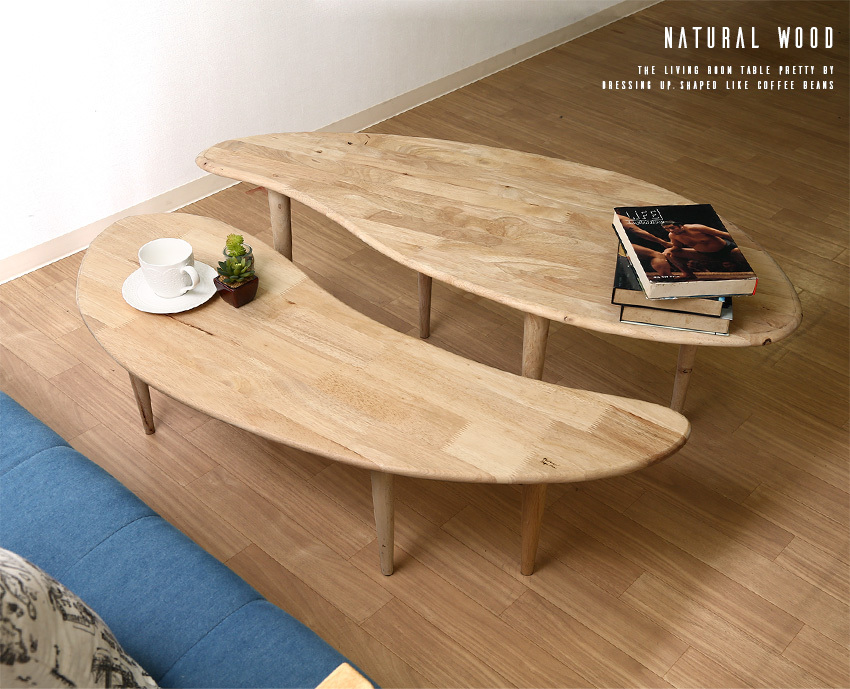 北欧風 センターテーブル E 木製 天然木 無垢材 コーヒーテーブル 