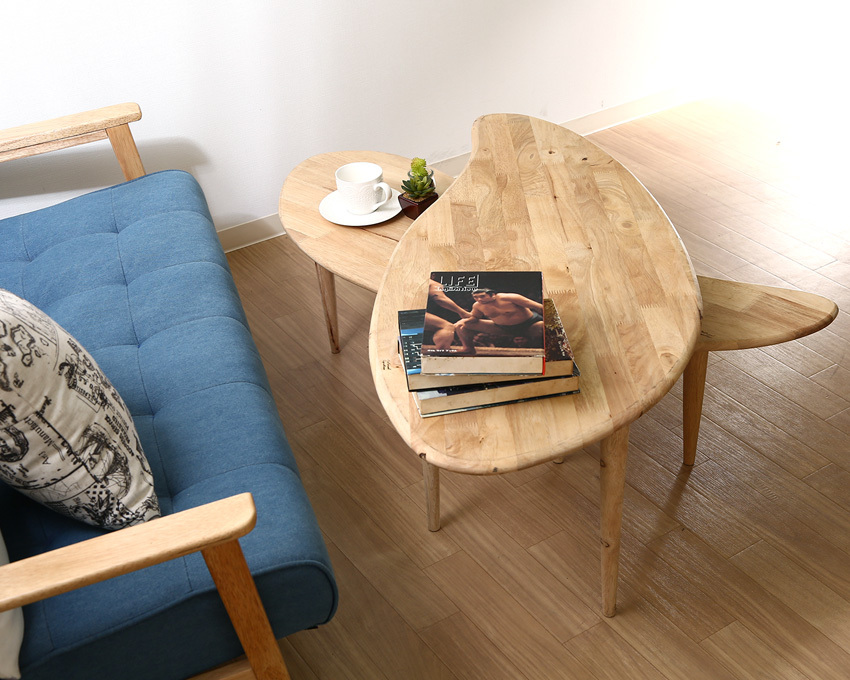 北欧風 センターテーブル E 木製 天然木 無垢材 コーヒーテーブル 