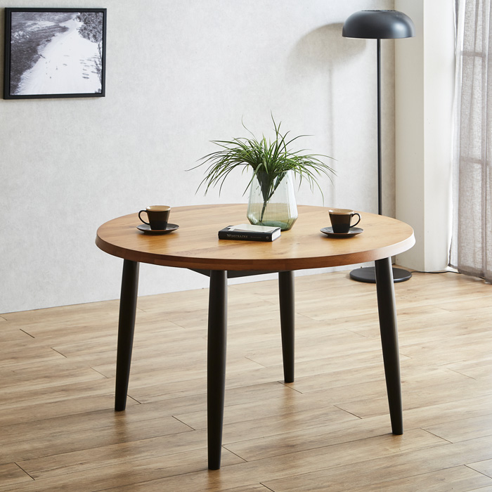 ダイニングテーブル 一枚板風 4人掛け 丸テーブル 110cm 円形 無垢