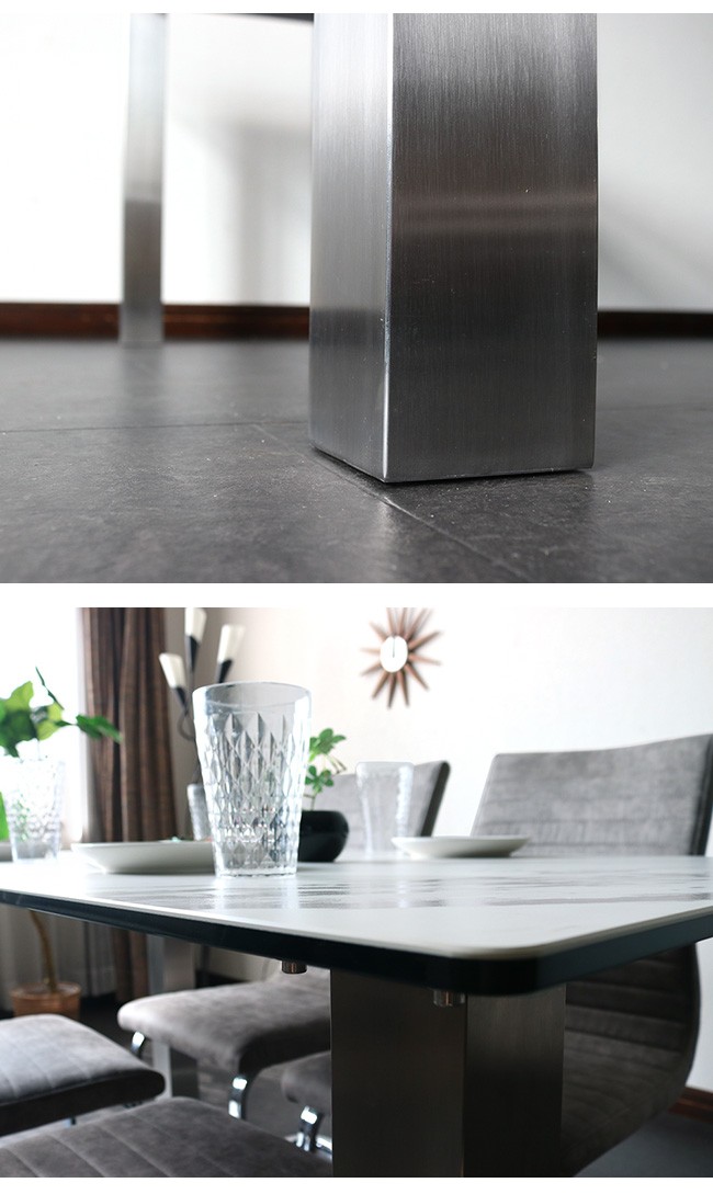 ダイニングテーブルセット セラミック ホワイト グレー 大理石風 4人