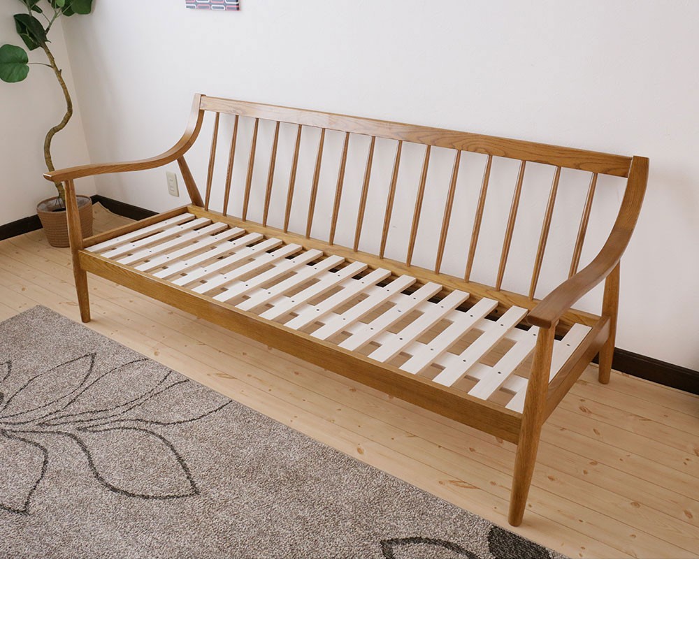 三人掛けソファ 188 奥行76 完成品 北欧風 カントリー風 大型便