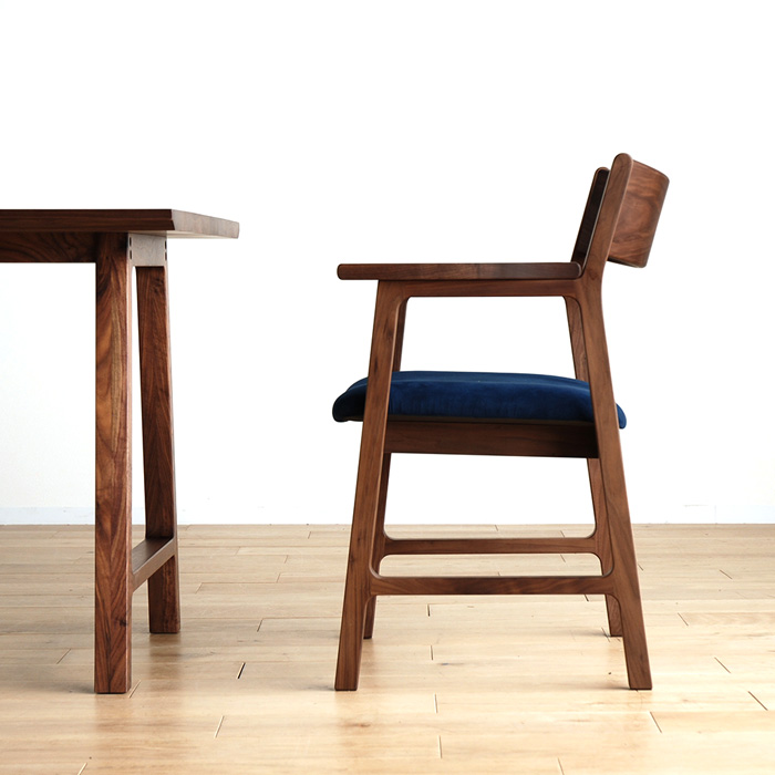 受注生産 ダイニングチェア 肘付き 2脚セット ウォールナット ホワイト