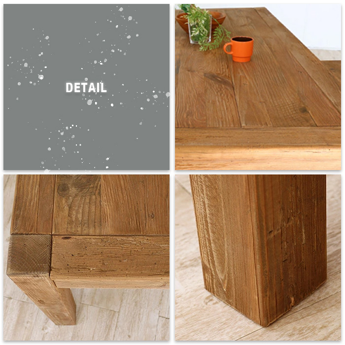 ダイニングテーブル 148 4人掛け 木製 古木 古材 無垢材 ヴィンテージ風 カフェテーブル コーヒーテーブル テーブル単品 gkw