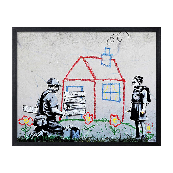 アートパネル Banksy バンクシー Playhouse 玄関 グラフティ