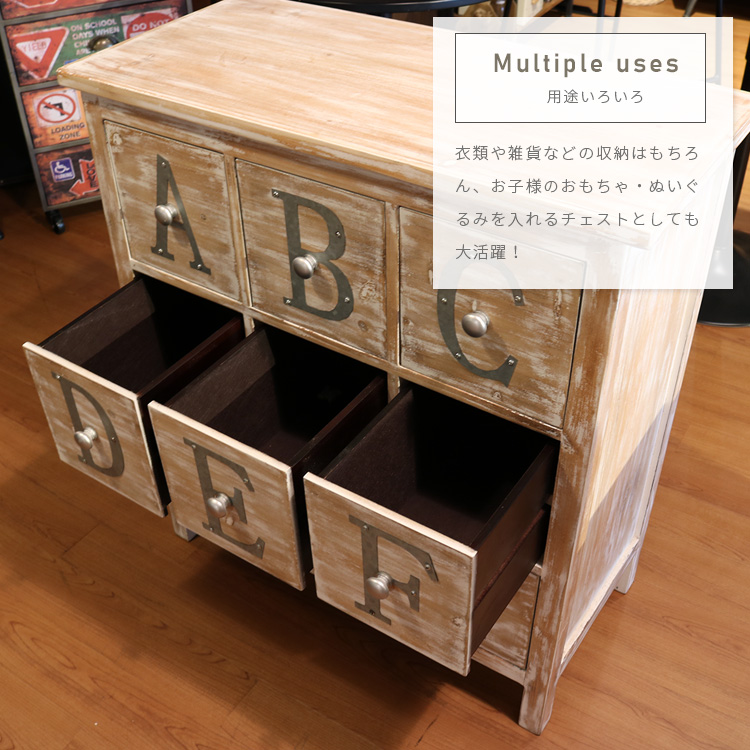 交渉応じます。木製アルファベット彫刻チェスト 4段引き出し ブラウン 東谷 チェスト 木製 引き出し 4杯 オープンタイプ W 100 × D 34