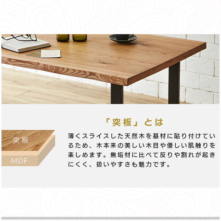 ダイニングテーブル 180 一枚板風 4人~6人用 4人~6人掛け用 単品 木目