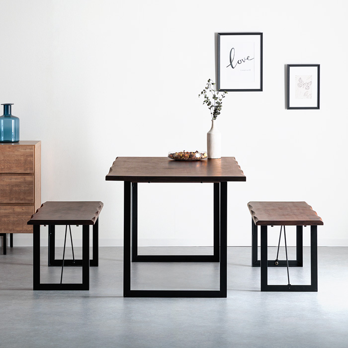 ダイニングセット 4人掛け ベンチ 135 無垢 北欧 3点セット 一枚板風