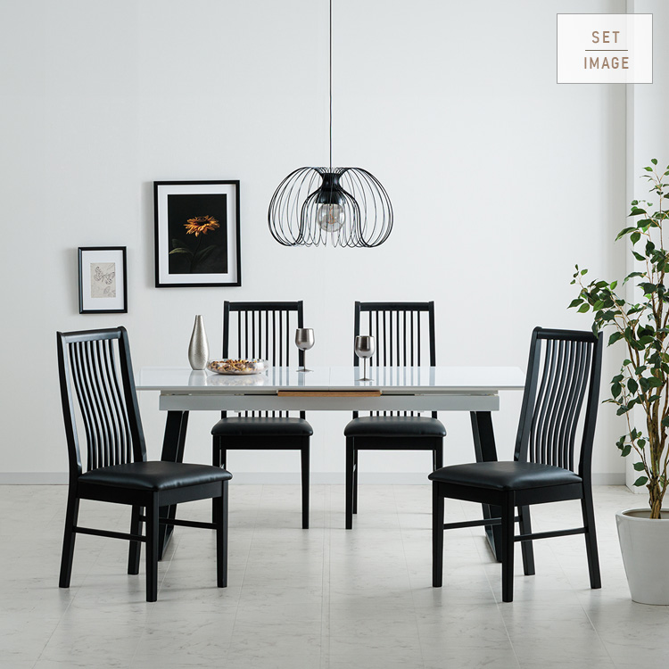 ハイバック ダイニングチェア 2脚セット ブラック 黒 完成品 シンプル