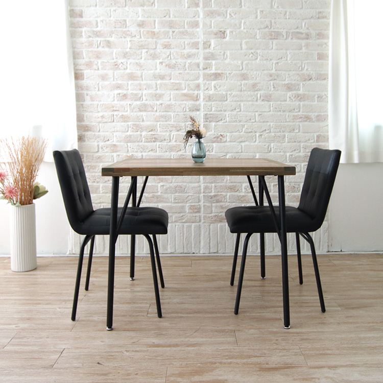 ダイニングテーブルセット アンティーク風 2人掛け 80cm 3点 古木風