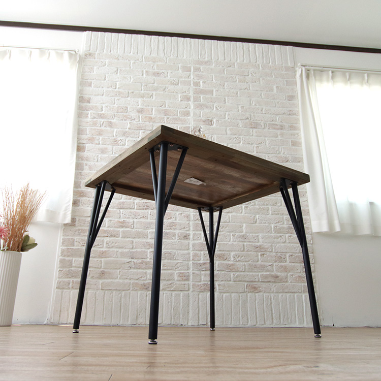 ダイニングテーブル 2人用 アンティーク風 80cm コンパクト 古木風