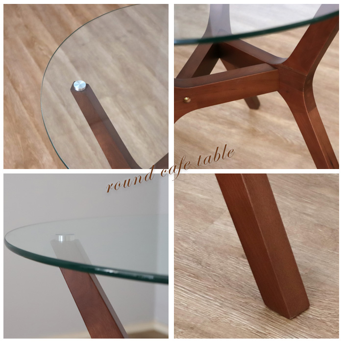 カフェテーブル 円形 ガラス 丸テーブル 70cm コンパクト カフェ風