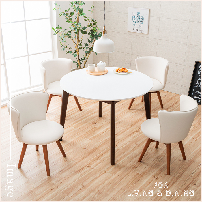 ダイニングテーブルセット 5点 ホワイト 円形 丸テーブル カフェ風 おしゃれ 可愛い テーブル 100cm 丸型 回転チェア 椅子 チェア 回転式