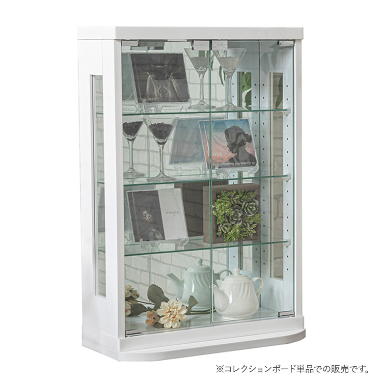 コレクションケース 卓上 幅50cm 背面ミラー ロータイプ ガラス 収納
